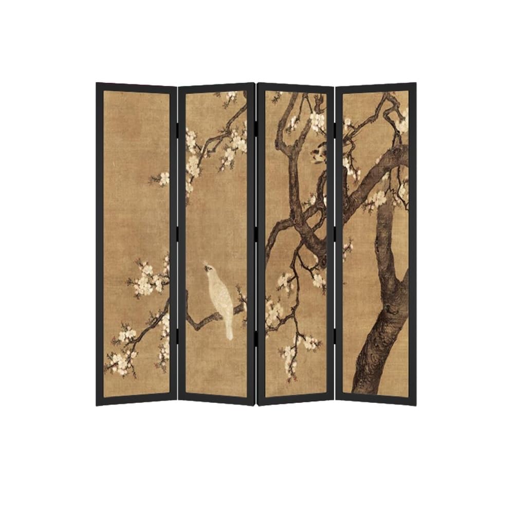 Privacy Screen Retro Chinese Flower and Bird Screen Partition for Living Room Entrance Bedroom Home Shielding Background Wall Room Divider