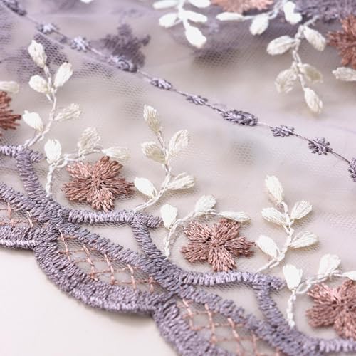 Nappe brodée fleurs napperon rectangulaire dentelle violette 130x100 cm pour décoration de table