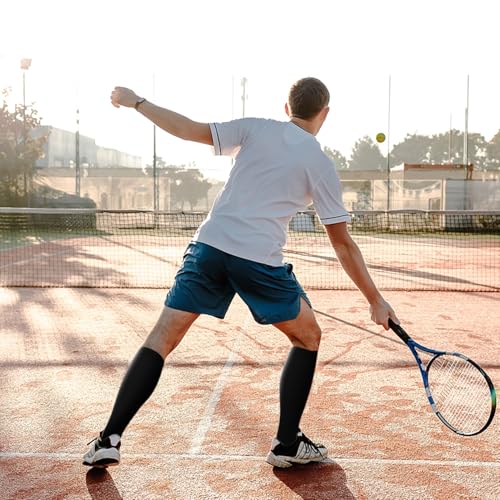 Kompressionsstrümpfe Damen und Herren,15-20mmHg Thrombosestrümpfe Offene Spitze Stützstrümpfe Kniestrümpfe Compression Socks Reitsocken Laufsocken Reise Gadgets Flugzeug(Schwarz,L-XL)