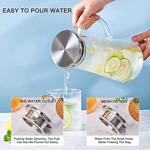 Image of bellemax Premium Water and Juice Glasses Set of 6 and Borosilicate Glass Jug Set Combo,(6 PC Glasses 300ML and 1 Water Jug 1.8 Liter), Transparent, Glass and Jug Set for Dining Table (Traditional- B)