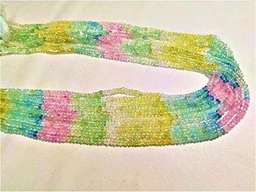 Aigue-marine en fil de perles rondelles 3mm pour bijoux artisanaux.