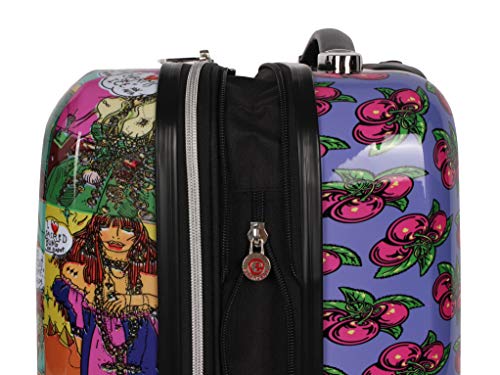 Betsey Johnson Designer Luggage Collection - Expandable 3 Piece Hardside Lightweight Spinner Suitcase Set - Travel Set Includes 20-Inch Carry On, 26 Inch And 30-Inch Checked Suitcase (Girls Print) #TOP4