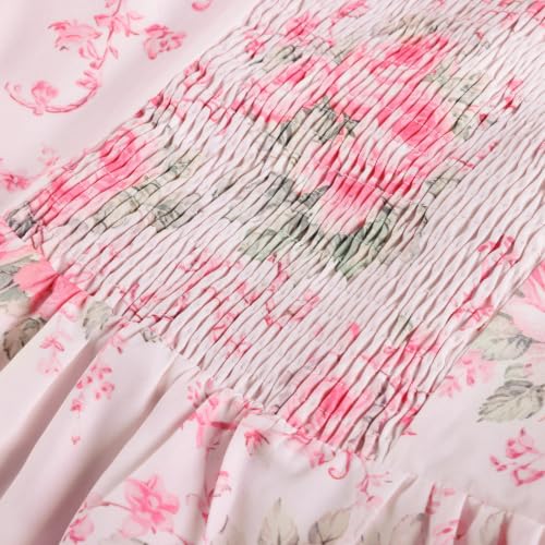 Image of Scarlet Darkness Women's Floral Corset Dress with Split 2026 Summer Spring Square Neck Midi Milkmaid Dresses