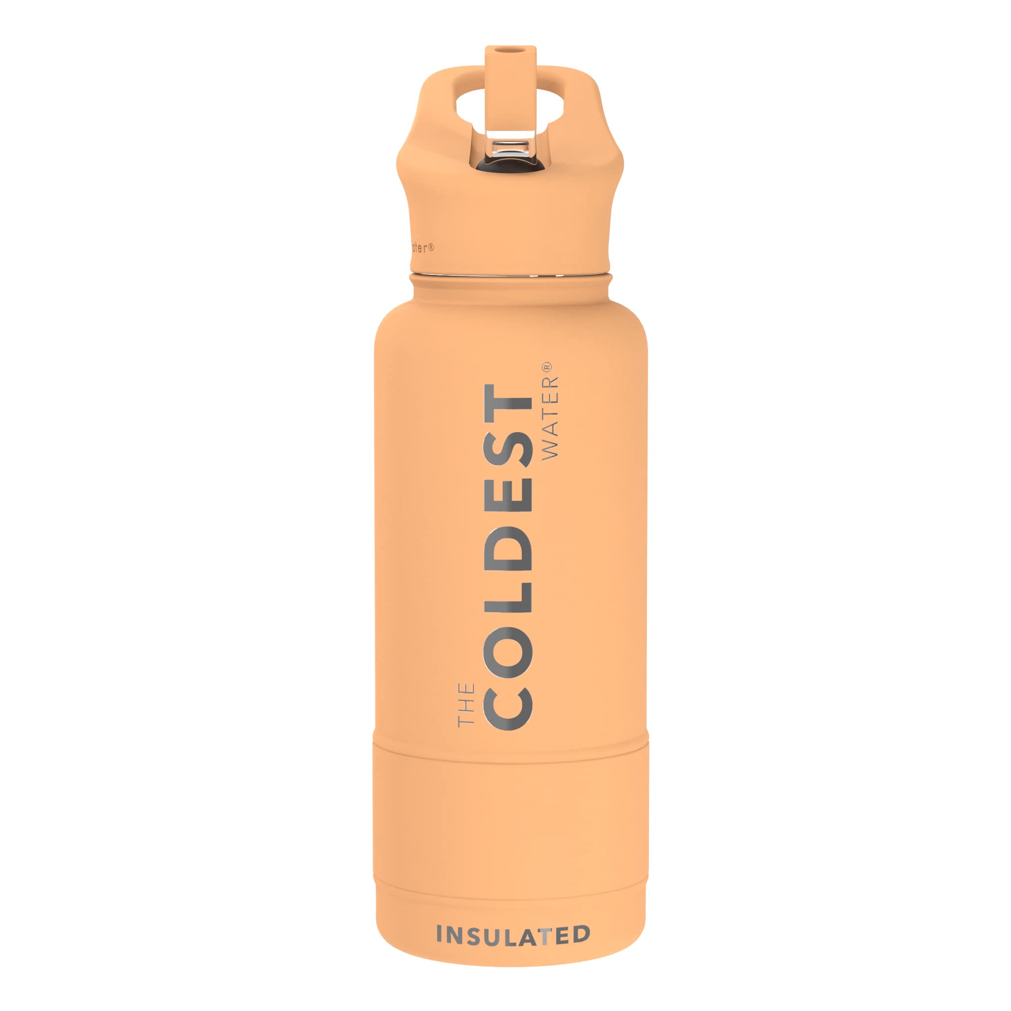 Coldest Insulated Water Bottle with Straw Lid - Stainless Steel Metal Thermos for Men and Women (Yellow - Sahara Peach, 32 oz) — image 1
