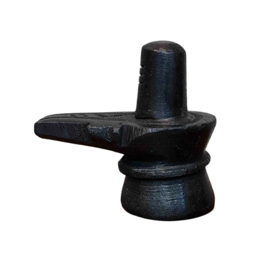 Generic Handcrafted 6x3cm Black Stone Shivling - Sacred Hindu Religious Artifact, SA-71266