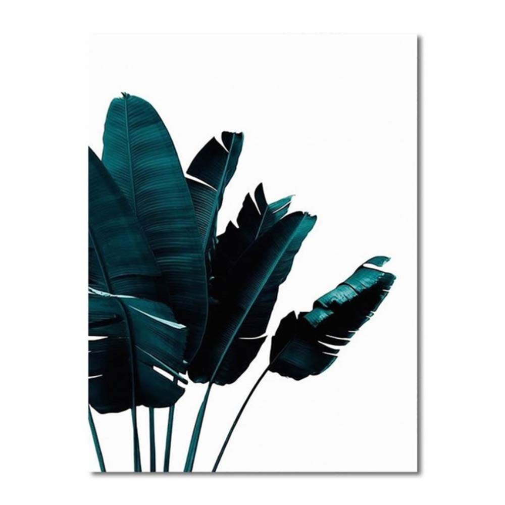 Cuadro en Lienzo Cartel de Planta Verde nórdico Plátano y Hoja de Hierro Home Wall Art Print Picture para decoración de Marco de Sala de Estar 40x60cm (15.7 "x23.6) x2 con Marco