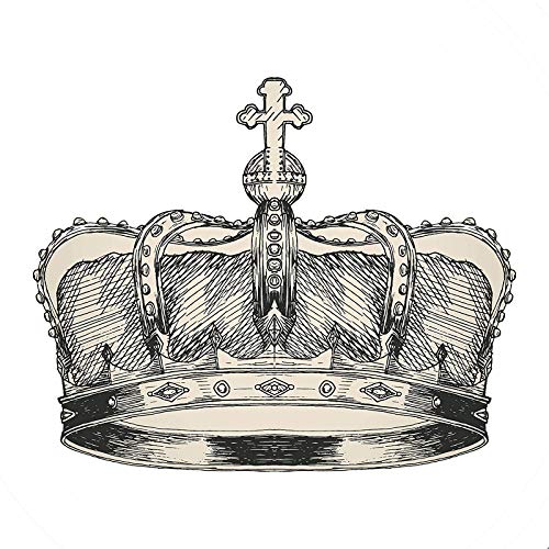 Pencil Sketch King Crown with Cross Round Metal 0.75" Lapel Pin Hat Shirt Pin Tie Tack Pinback2