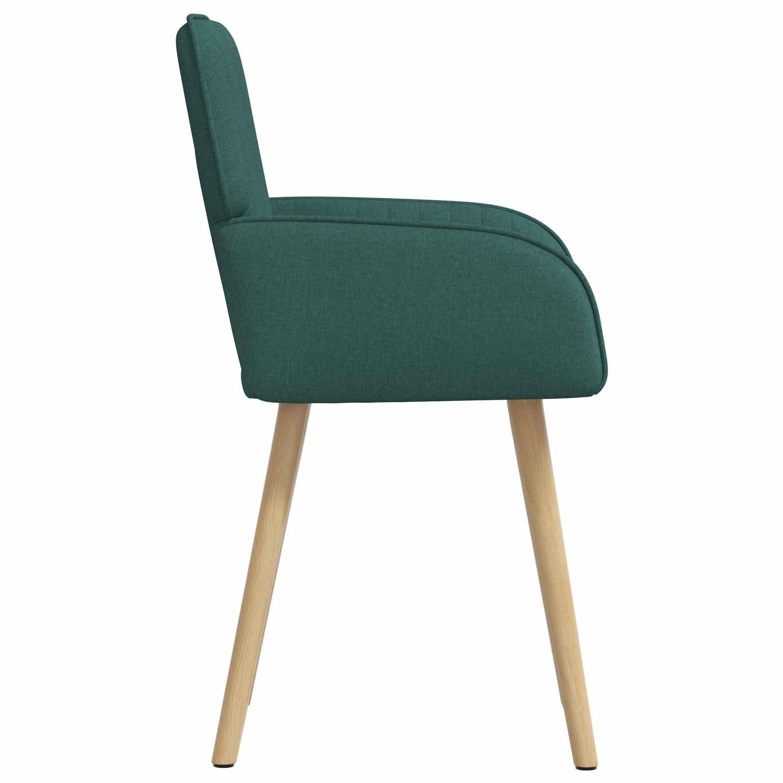 Krzesło do jadalni, zestaw 4 szt., ciemnozielone krzesło tapicerowane z podłokietnikami z tkaniny i metalowym stelażem, ergonomiczny komfort siedzenia, skandynawskie wzornictwo
