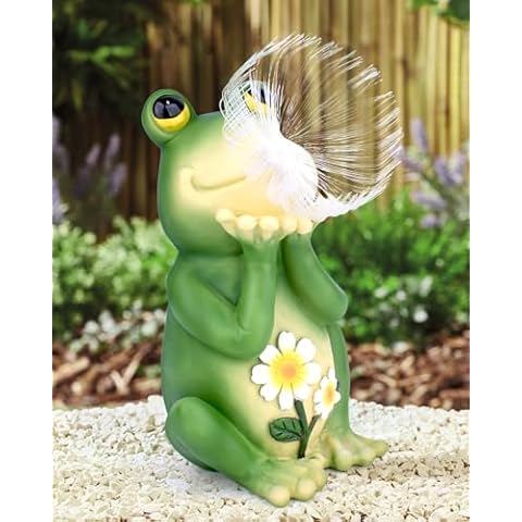 FREECUBE Solar Frog Garden Statue, Frog Garden Statue for Outside Solar Garden Frog with Lights Decor Solar Garden Decor Frog Decorations Garden Decor for Outside Cover