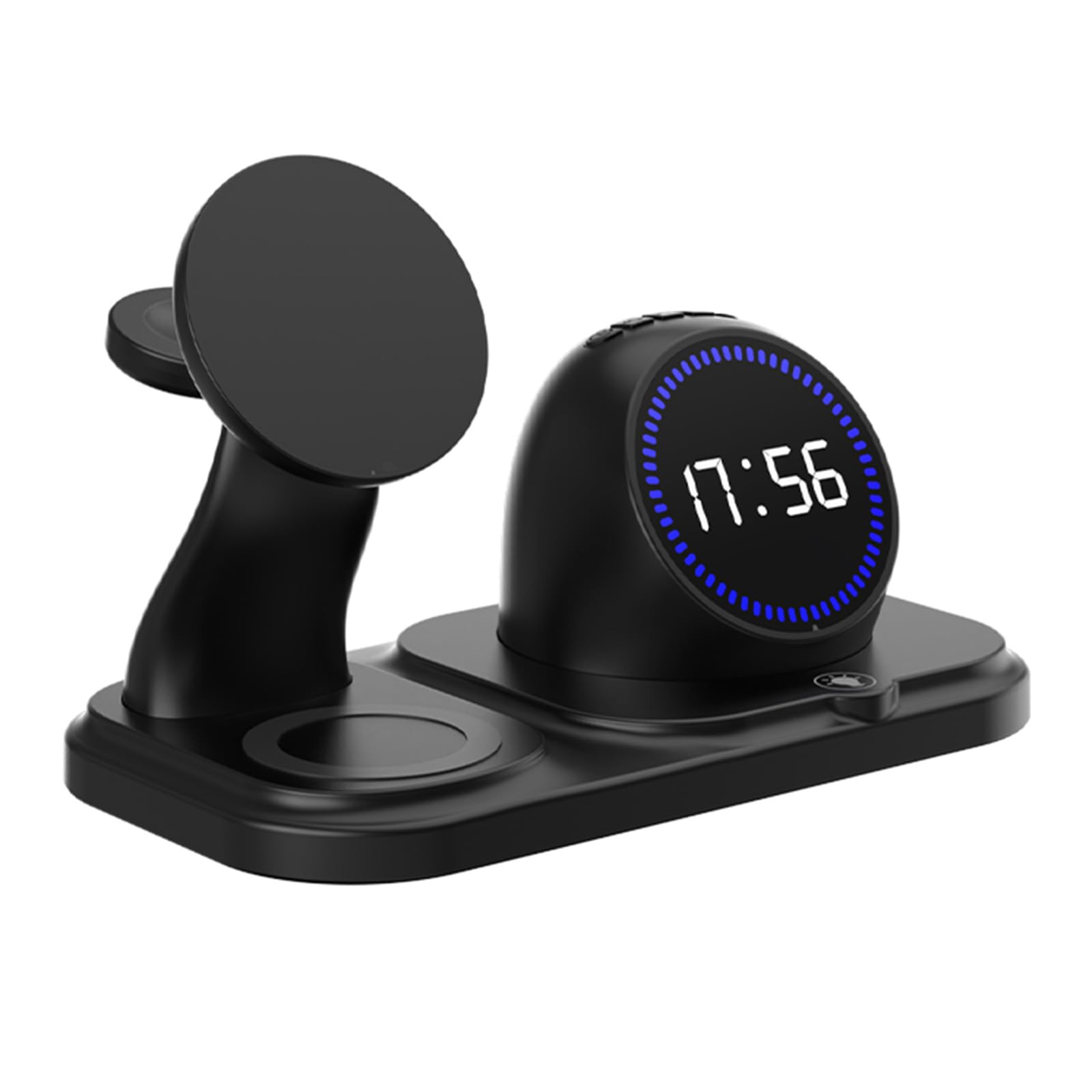 Base de carga de 15 W con altavoces de reloj para reloj, color negro