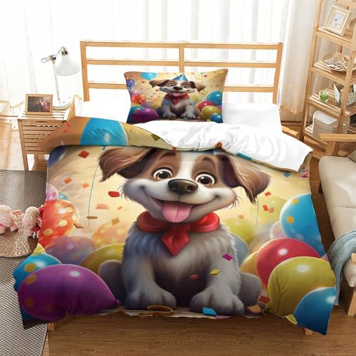 Funda nórdica infantil de perro y globos 3D para transformar su dormitorio en un espacio alegre 3