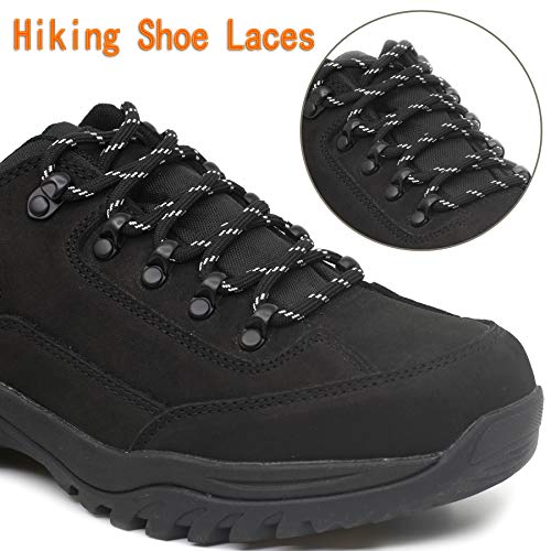 Delele 2 Pair Round Climbing Shoelaces Black White Hiking Shoe Laces Boot Laces 45.28 Inch #TOP3