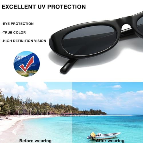 Trendy Oval Sunglasses for Women Men Fashion Narrow Tiny Glasses Retro 90s Skinny Sun Glasses Black Tortoise Shell4