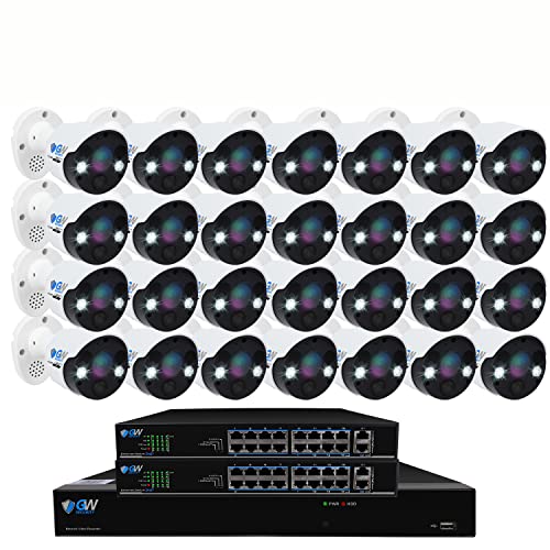 Gw Security 2-Way Audio Floodlight 8.0 Megapixel Ip Camera System, 32 Channel 4K Nvr With 32 X 8Mp Pir Outdoor/Indoor H.265 Uhd 4K Poe Security Camera Thermal, Heat & Motion Sensing, Two Way Talk #TOP28