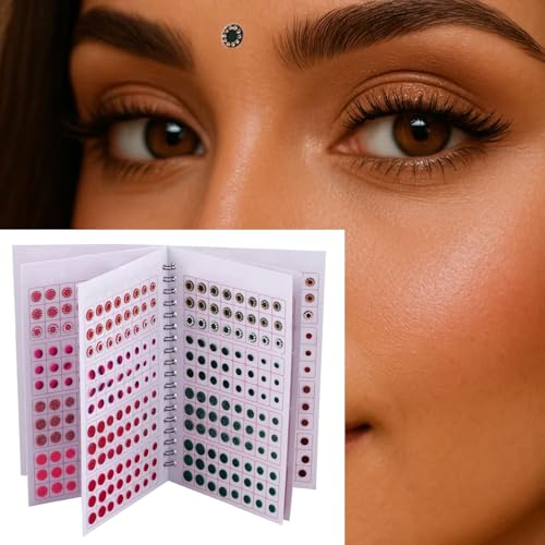 Image of VAMA Fashions Multicolour Stone Self Adhesive Kumkum Bindis Sticker Bindiya Bride Groom Forehead Bindi Spiral Book Booklet for Women & Girls (Glitter Bindi Booklet)