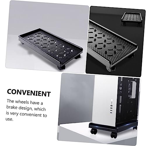 Soporte móvil para CPU con ruedas y freno, estructura de plástico ABS, con abertura para disipación de calor, esquinas redondeadas, soporte inferior estable, acabado negro para uso en oficina y hogar miniatura 6