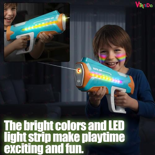 Image of VikriDA Holi Electric Water Gun Toy for Kids Electric Pichkari with Light Effects Automatic Water Soaker Gun Rechargeable Battery Holi - Boys and Girls (Multicolor)- Age 6 +| Free Extra Battery