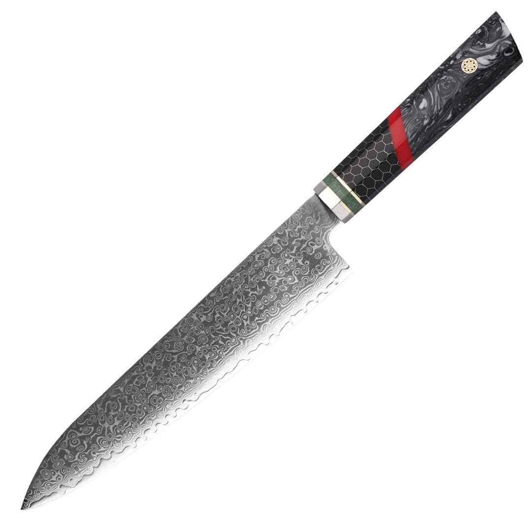 Lacers PurpleLine Damast Chefmesser 20cm Klinge (8 Zoll) Profi Küchenmesser aus Damaststahl mit Edlem Epoxidharz Griff & Geschenkbox - Extrem Scharfes Allzweck Kochmesser für Küche & Steak (M0007)