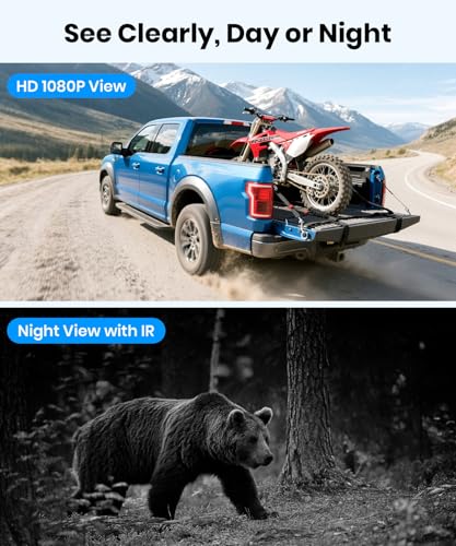 Image of AUTO-VOX Wireless Backup Camera Solar Magnetic, 1-Min DIY Install | 5 inch 1080P HD Dual Channel Monitor, Protective Carry Case, Stable Signal, IP69 Waterproof Back Up Camera for Truck,Car,Trailer