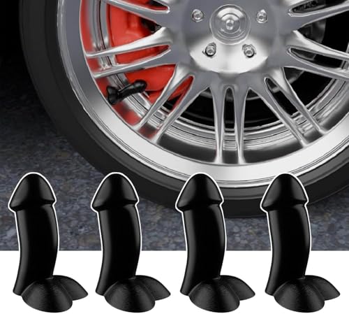joonnair 4 Interesante Tapones de válvula de Coche, Tapones Rueda Coche, Tapones para neumáticos de Coche, Motocicleta, camión, Bicicleta (Negro)