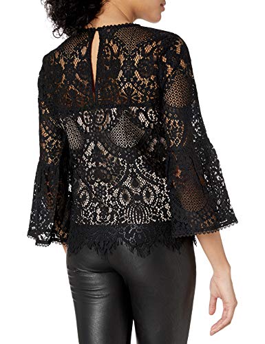 Cupcakes And Cashmere Women's Geneva Lace Trumpet Sleeve Top, Black, Small #TOP1