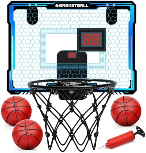 Yimore Canestro Basket da Camera, Mini Canestro Basket per Bambini Giocattoli Sportivi con Punteggio Automatico e 7 Colori LED