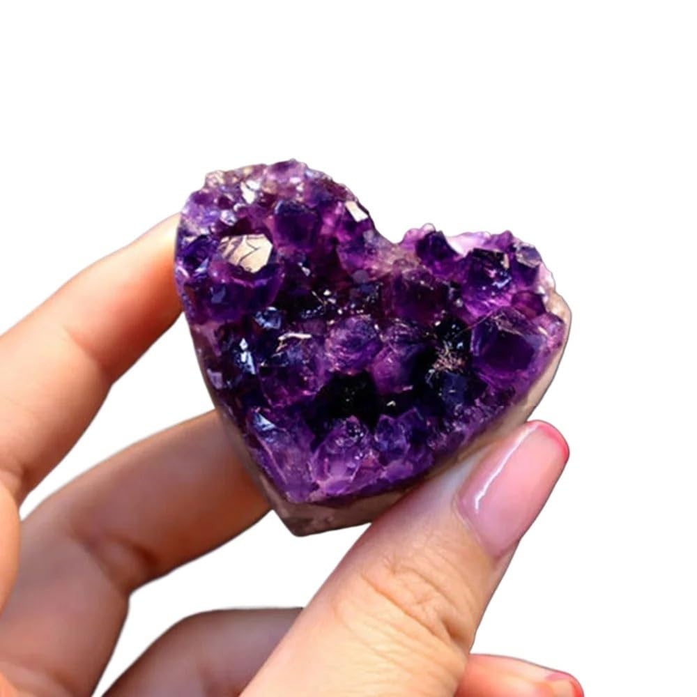 AUOQKQUT Heart Shaped Amethyst Quartz Cluster Crystal Ornament AUOQKQUT