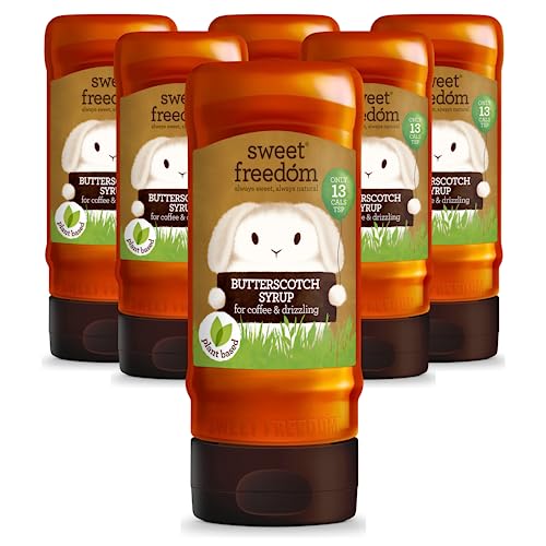Sweet Freedom Delicious Plant Based Vegan Butterscotch Syrup 350g, Pack of 6, Recyclable