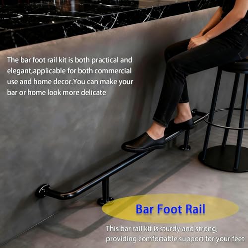 Reposapiés para barra de acero inoxidable de 340cm con soporte al suelo para isla de cocina 7