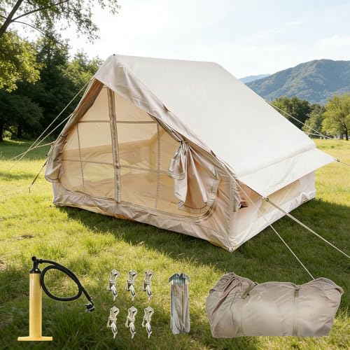 Carpa Inflable para Camping para 4-6 Personas 4 Estaciones Khaki