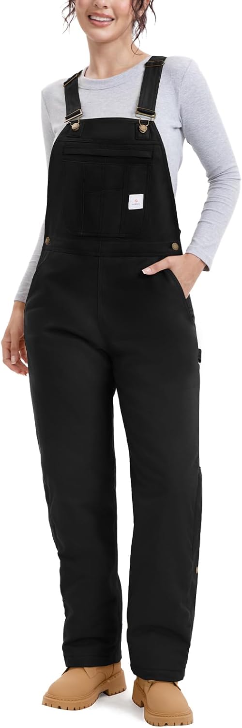 HISEA Insulated Bib Overalls for Women, Women's Essential Winter Water Resistant Overall, Ladies Snow Washed Overall for Work