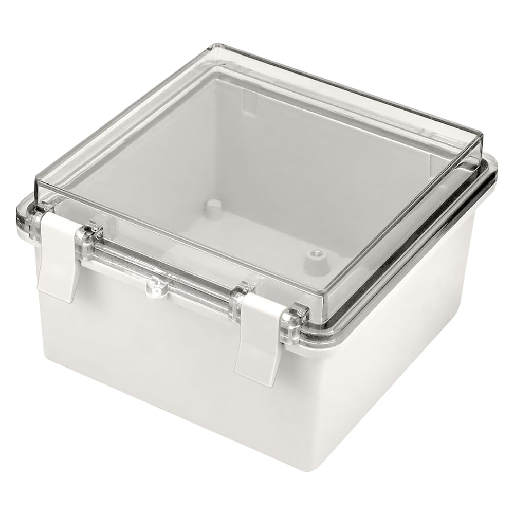 Udbrud Waterproof Junction Box, 150 x 150 x 90 mm Housing Electronics with Hinged Transparent Lid Electrical Junction Box IP67 Project Box Distribution Box for Electrical Project