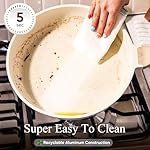 CAROTE 21Pcs Pots and Pans Set, Nonstick Cookware Sets, White Granite Induction Cookware Non Stick Cooking Set w/Frying Pans & Saucepans(PFOS, PFOA Free) - Image 5