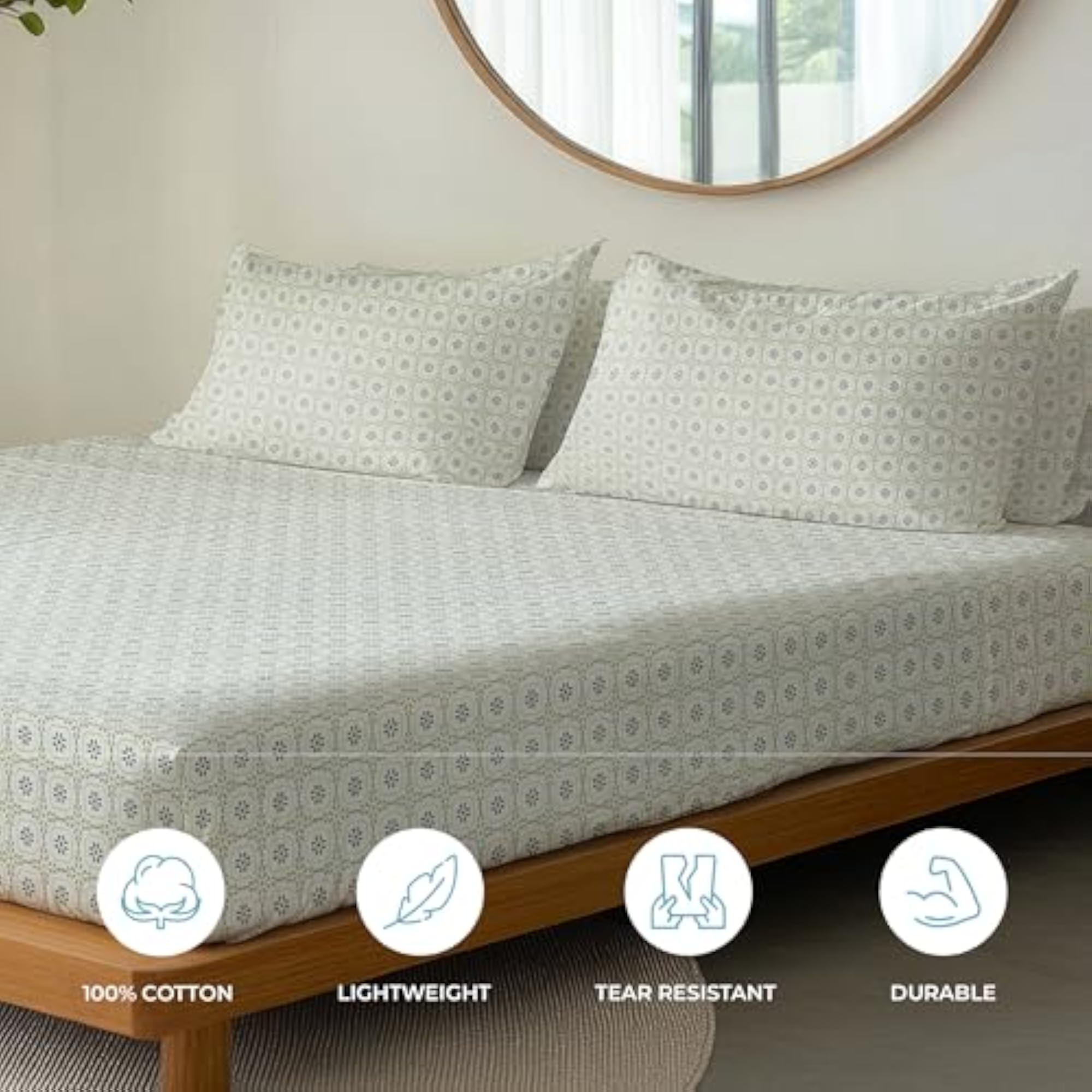 100% Cotton Standard Size Pillow Covers, Set of 2