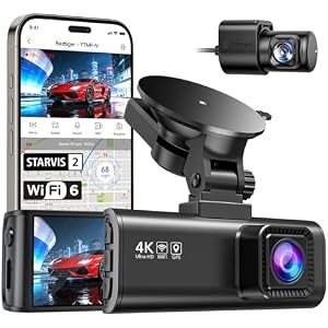 REDTIGER Dash Cam 4K Front and 1080P Rear, STARVIS 2 Sensor, 5GHz WiFi (20MB/s), GPS, WDR & HDR Night Vision, 170°Wide Angle, 24H Parking Mode, Loop Recording with Emergency Lock(SD Card Not