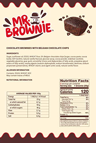 Mr. Brownie Chocolate Brownies | 8 Individually Wrapped Brownie Bites | Snack Packs For Kids & Adults | Real Belgian Chocolate | 2 Pack #TOP3