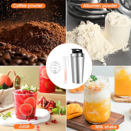 UTOCLEC Edelstahl Protein Shaker, 750ml Shaker Eiweiß Sport Fitness, Shaker Edelstahl BPA Free/Leak Proof mit Stahlkugel und Skala, für Eiweiß, Diät und Fitness Shakes