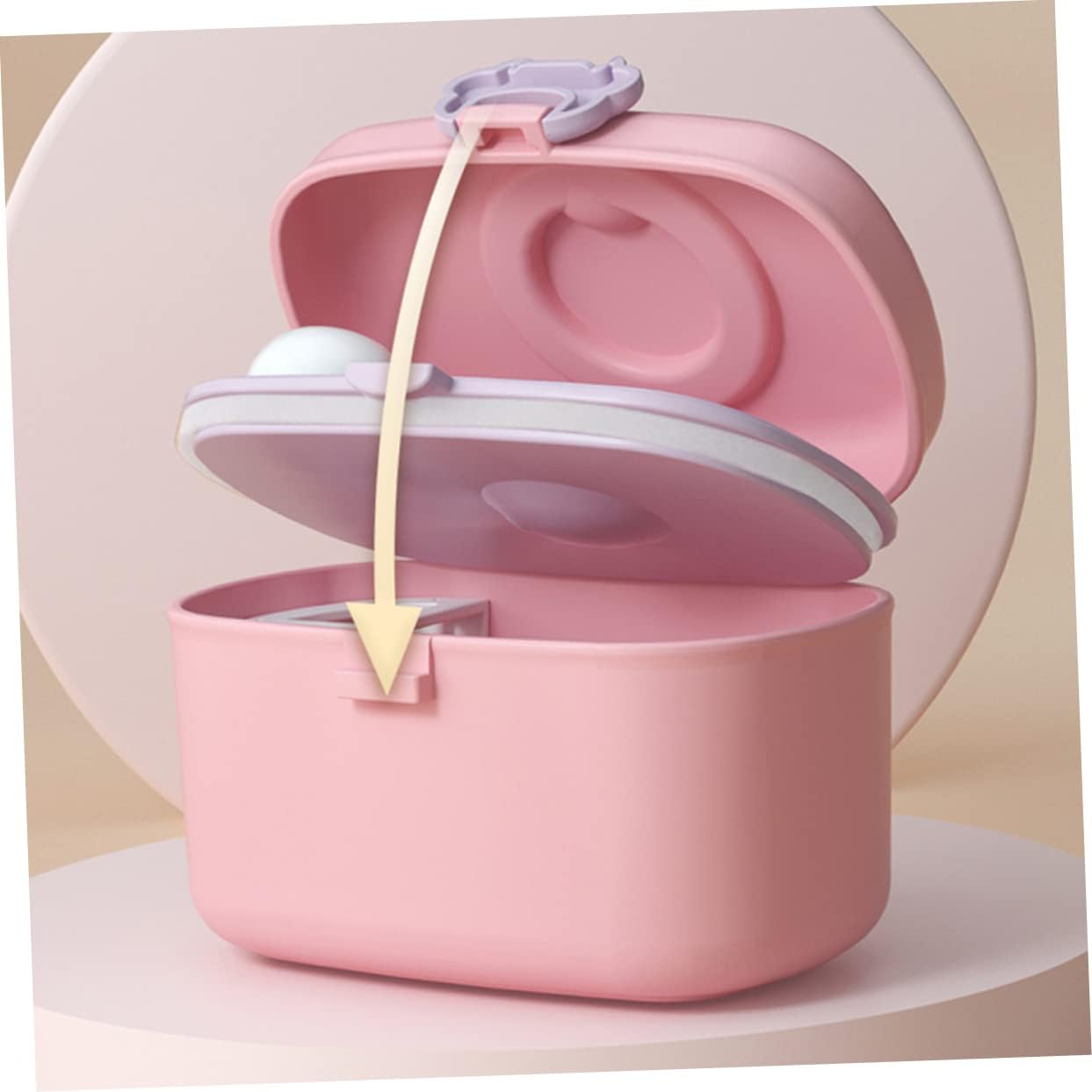 Kisangel 1 Set Baby Formula Dispenser Plastic Formula Container Non-Spill Bowls Powder Travel Handle Lids Dispenser for Food and Storage Fruits,Pink