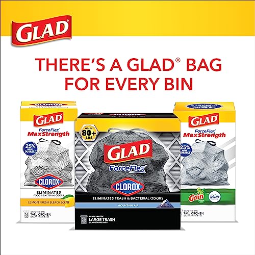 image for Glad Large 30 Gallon Trash Bags, Lemon Fresh Bleach Heavy Duty Garbage