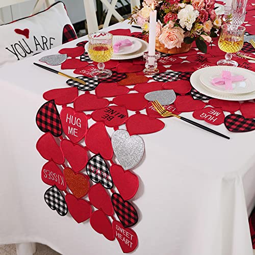 Feuille Valentines Day Placemats Set Of 4- Polyester Red Heart Placemats, Valentine Placemats With Buffalo Plaid And Glitter, Perfect For Farmhouse Valentines Day Decoration #TOP4