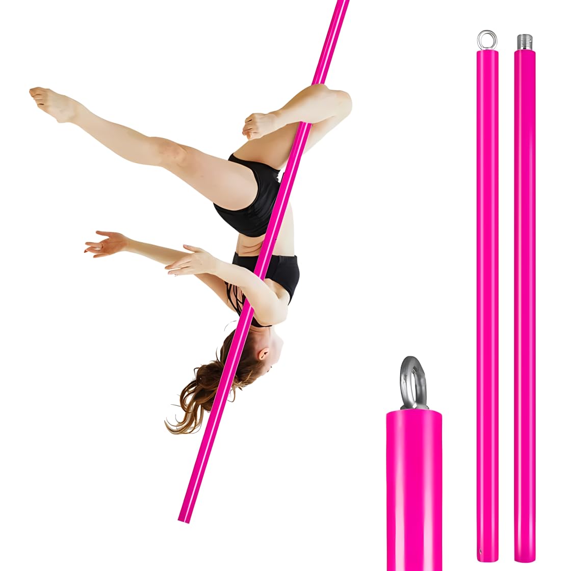 Dreamlin 6.6ft/2m Silicone Aerial Flying Dance Pole Portable Suspension Fitness Tube Hanging Rotary Silicone Steel Dancing Pole Gym Equipment for Home Bar