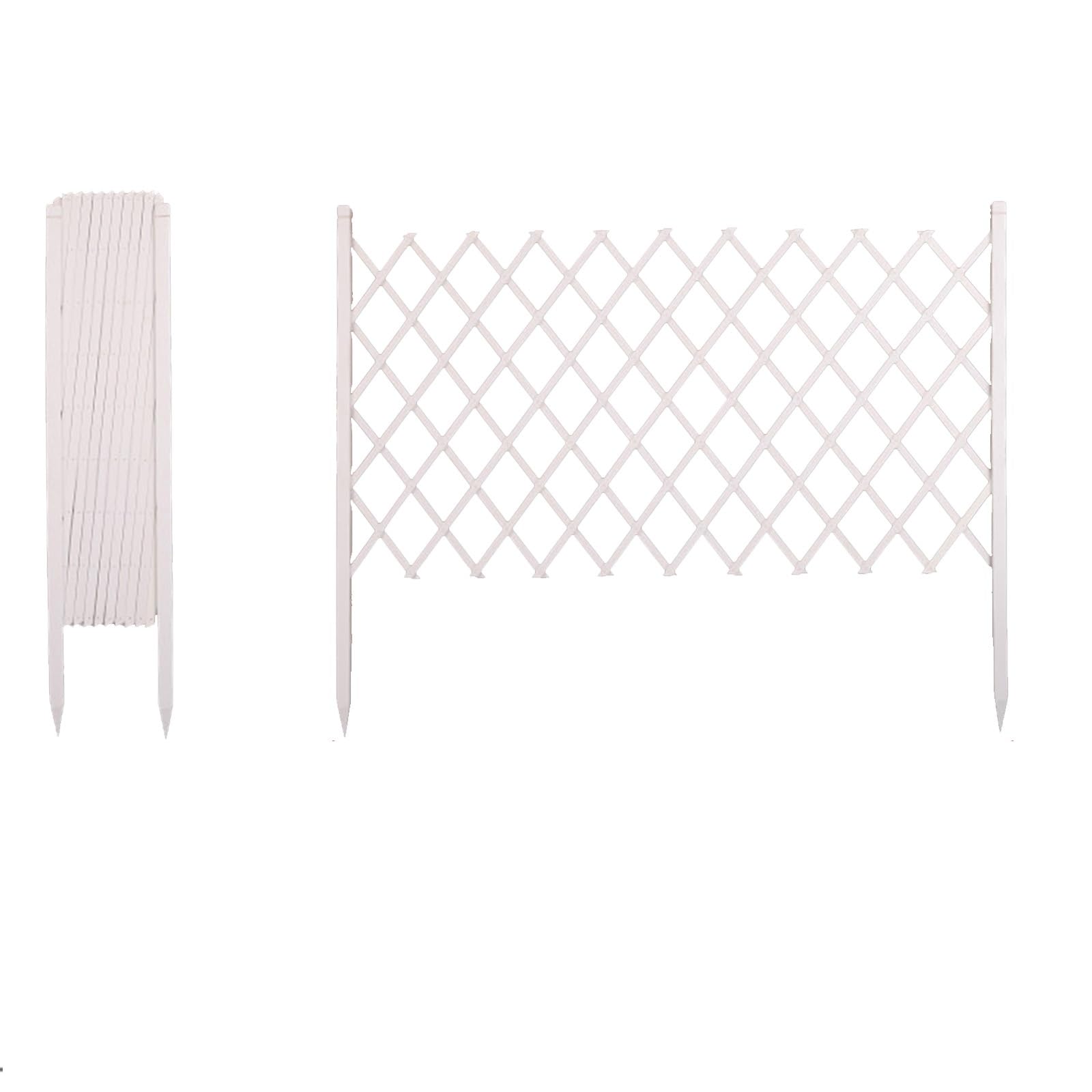 Clôture Bois Extensible, Brise Vue Jardin Rétractable Barrière Extérieure, Paravent Extérieur Treillis pour Séparation Patio Décoration Bordure Gazon(Blanc,50cmHx140cmL)