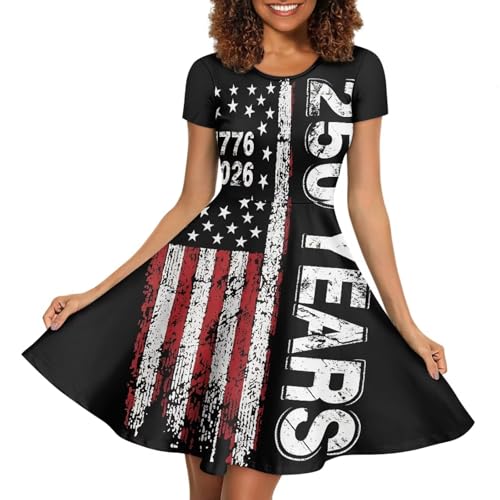 Image of AFPANQZ Womens Casual Summer Lightweight Vintage Dress Short Sleeve Midi Dress Knee-Long Luxury Formal Dress