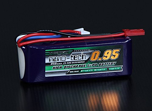 HobbyKing Turnigy nano-tech 950mah 3S 25~50C Lipo Pack / Capacity: 950mAh / Voltage: 3S1P / 3 Cell / 11.1V / Discharge: 25C Constant / 50C Burst / Weight: 69g (including wire, plug & case)