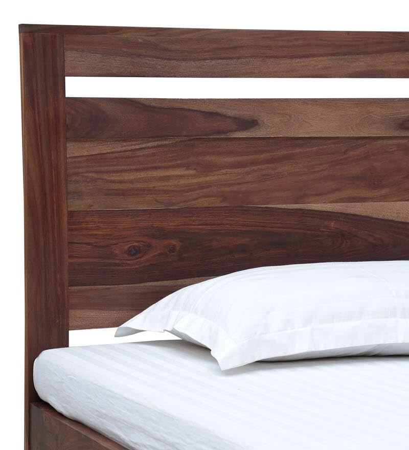 Image of SANKAT MOCHAN Industries Solid SHEESHAM Honey Brown Wooden King Size Bed Double Bed Furniture for Bedroom Living Room (Honey Finish) Matters Size (6 * 6.5) (King (U.K. Standard))
