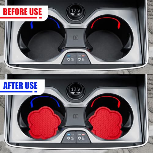 4 piezas porta vasos para carro con diseño floral rojo miniatura 6