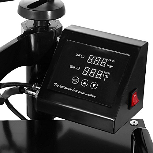 Transferpresse 5in1 38 x 38 cm Multifunktions Sublimation Hitzepresse Maschine Desktop Eisen Baseball Hat Press 1200 W Digital Swing Away Transfer T Shirt HAT Tasse - 5 IN 1 - 8