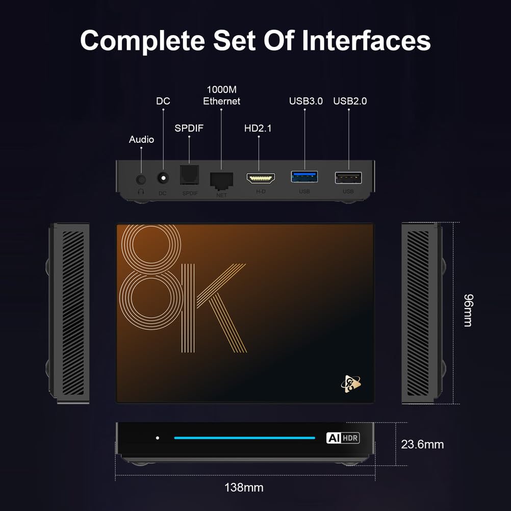 CHROX Boîtier TV Android 14.0, Décodeur H96 Max M9S RK3576, Wi-FI 6, Ethernet 1000 Mbit/S, USB 3.0, BT 5.4, Compatible AV1, 8K, 30 IPS, 4K, H.265, HDR,4gb+32gb