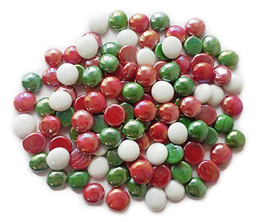 Creative Stuff Glass - Vase Fillers - Glass Gems (1 LB, Christmas Opal Mix)