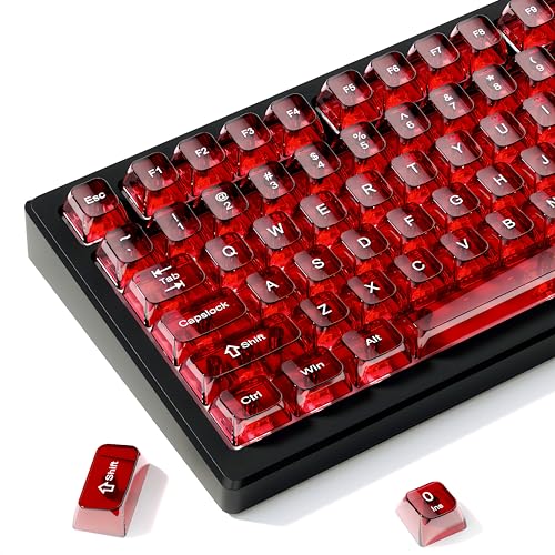 dagaladoo Red Clear keycaps,Transparent keycaps 60 75 100 Percent,Ceramic Jelly
